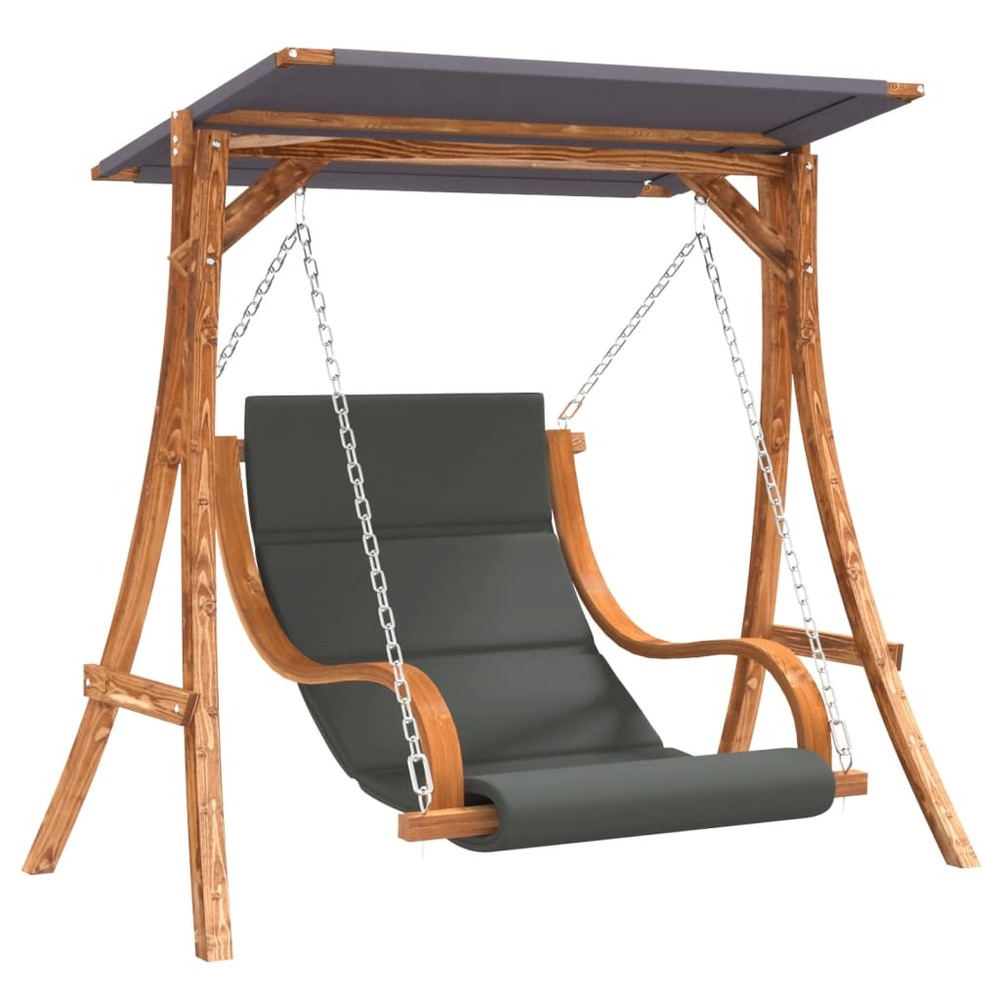 Chaise balançoire avec coussin et auvent bois massif d'épicéa
