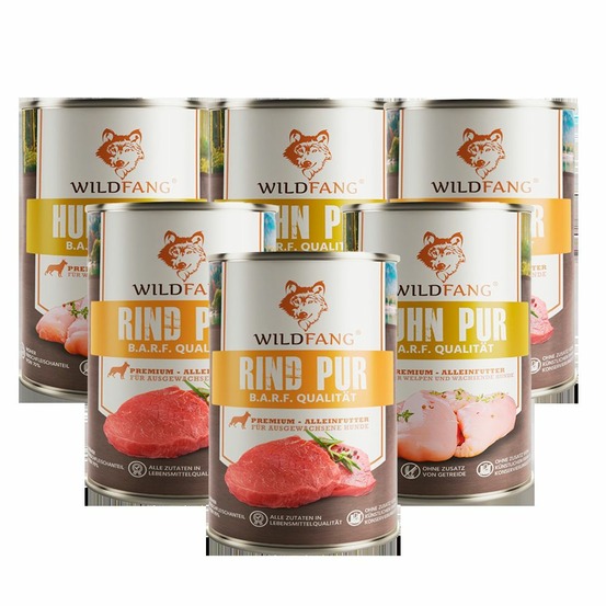 Wildfang premium wet food mix 6 x 800 g - nourriture humide b.a.r.f. Sans céréales