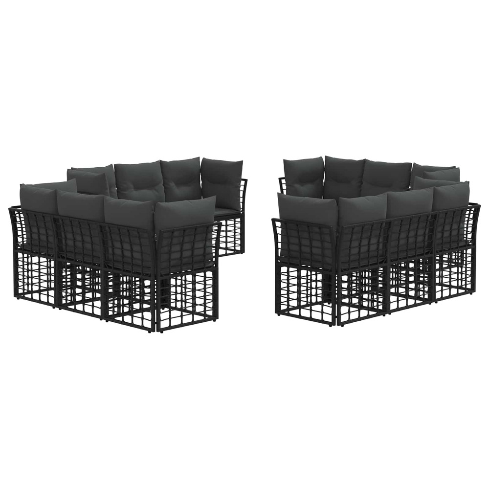 Ensemble de canapés d'extérieur noir polyester