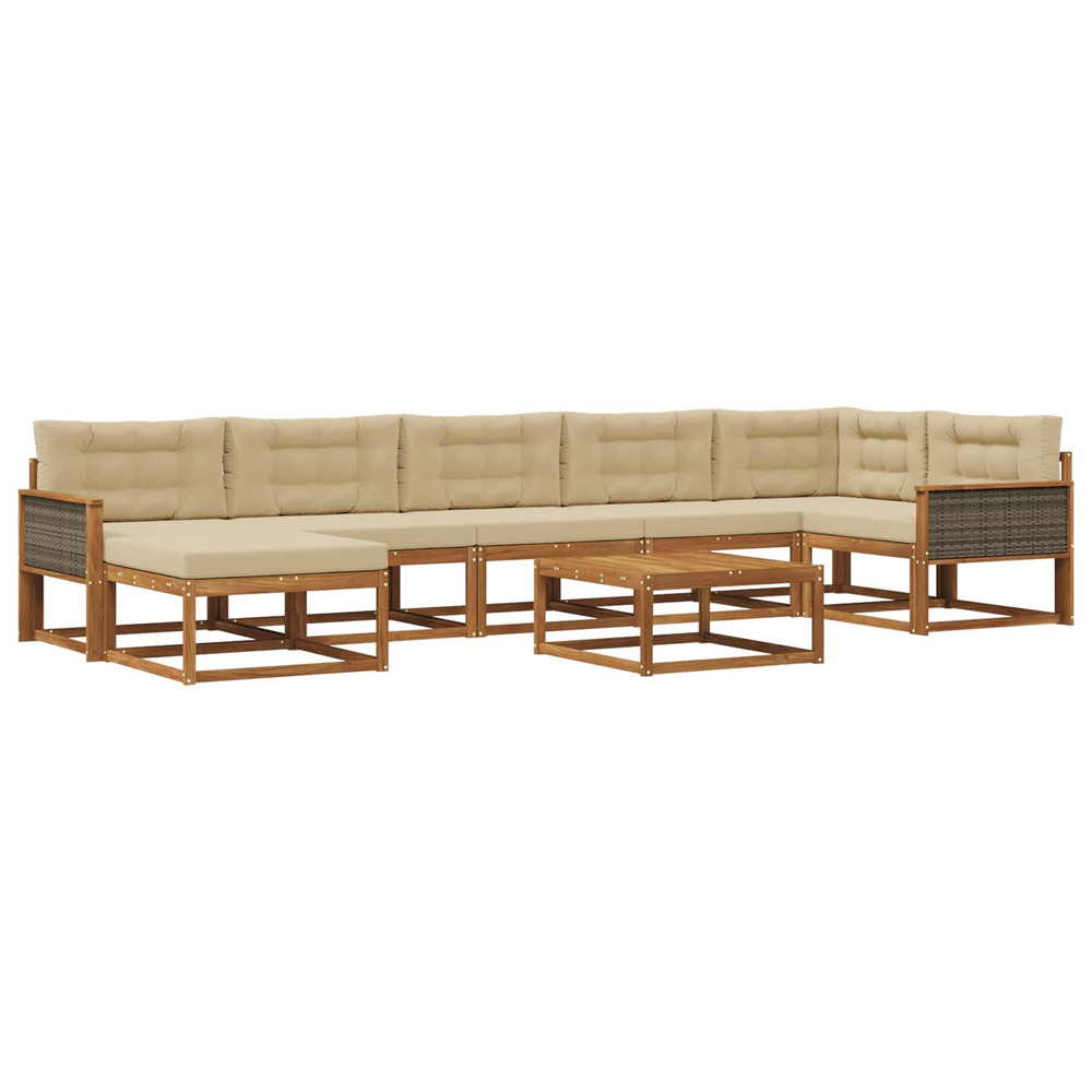Ensemble de canapés d'extérieur 8 pcs naturel et beige