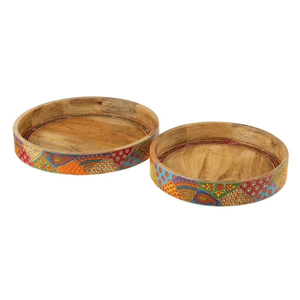 Lot de 2 plateaux déco en bois 