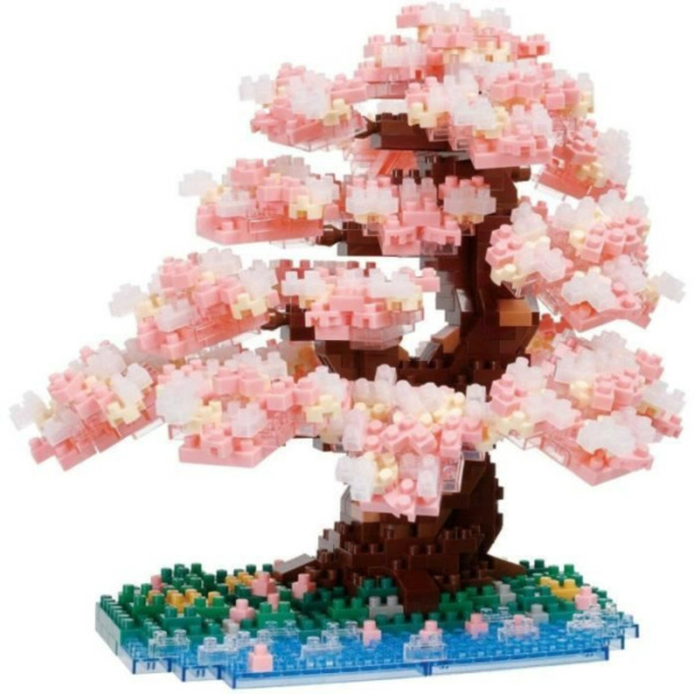 Figurine en briques - bandai - nanoblock - cerisier en fleurs deluxe - 990 pcs