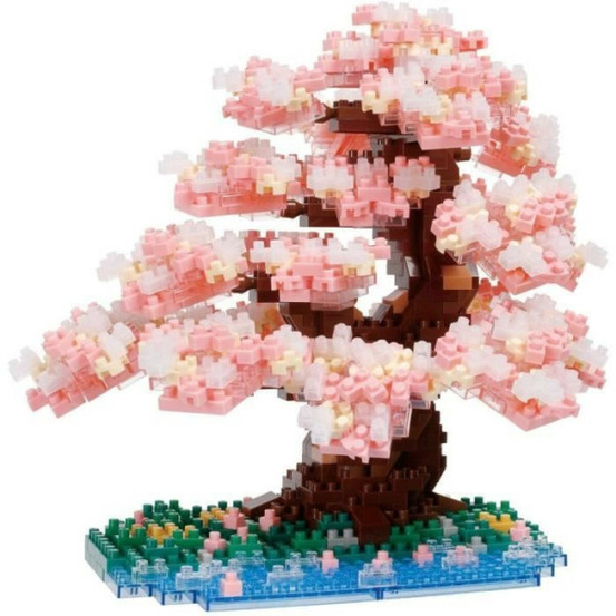 Figurine en briques - bandai - nanoblock - cerisier en fleurs deluxe - 990 pcs