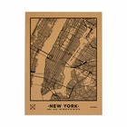 Carte en liège - woody map natural new york / 90 x 60 cm / noir / sans cadre