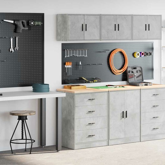 Armoires de garage 2 pcs gris béton bois d'ingénierie