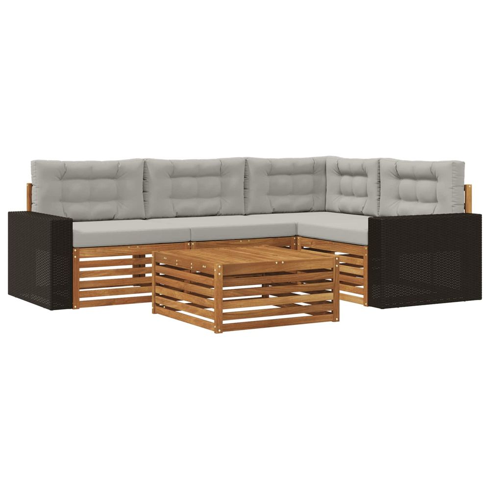 Ensemble de canapés d'extérieur 5 pc naturel et gris clair