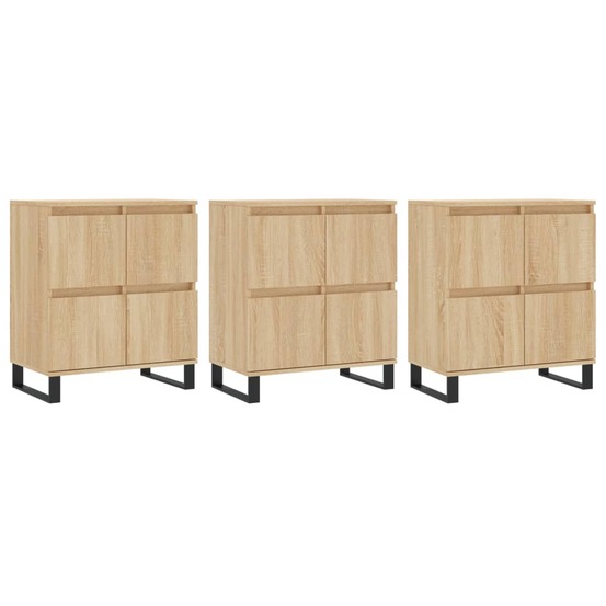 Buffet bahut commode armoire meuble de rangement organisateur cuisine salle de séjour salons 3 pcs sonoma bois d'ingénierie m