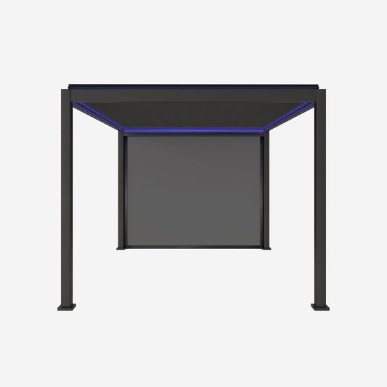 Pergola bioclimatique motorisée aluminium 4x3m led + 1 store 3m triomphe