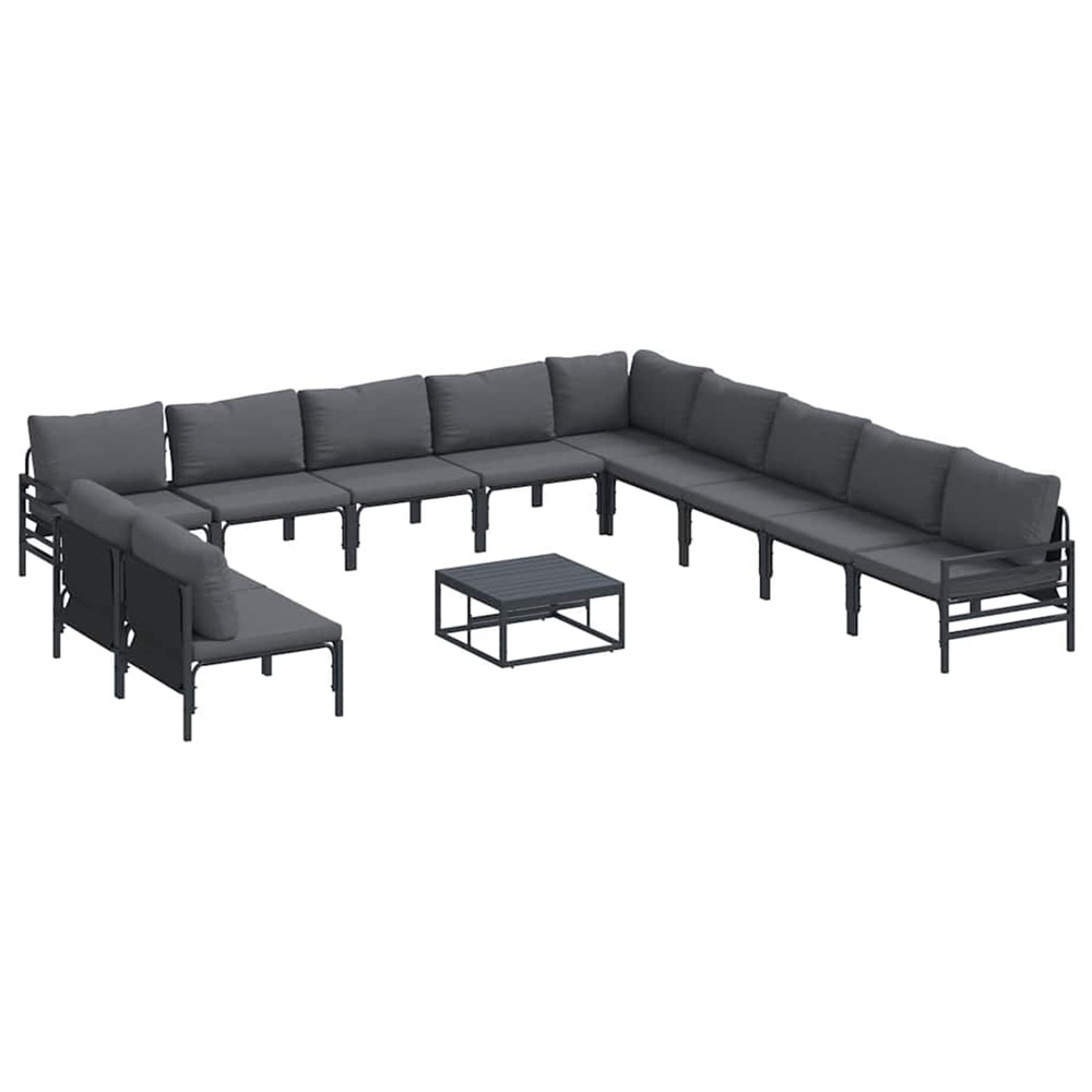 Ensemble de canapé de jardin avec coussin 12 pcs noir acier