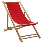Chaise de terrasse bambou et toile rouge