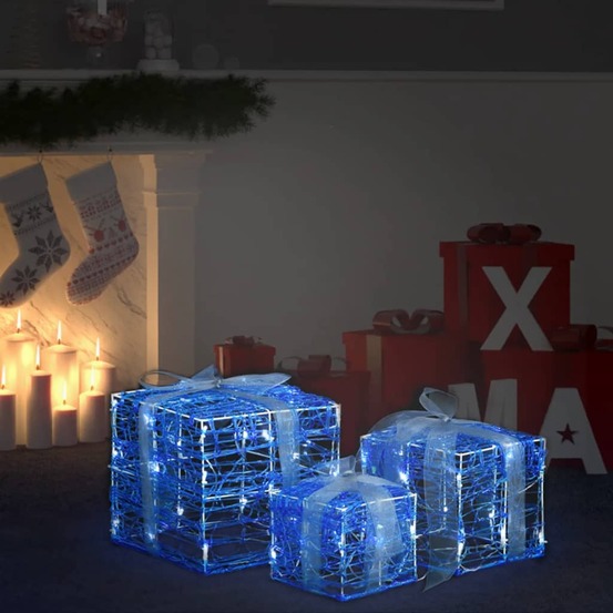 Boîtes-cadeaux de noël décoratives 3 pcs acrylique blanc froid
