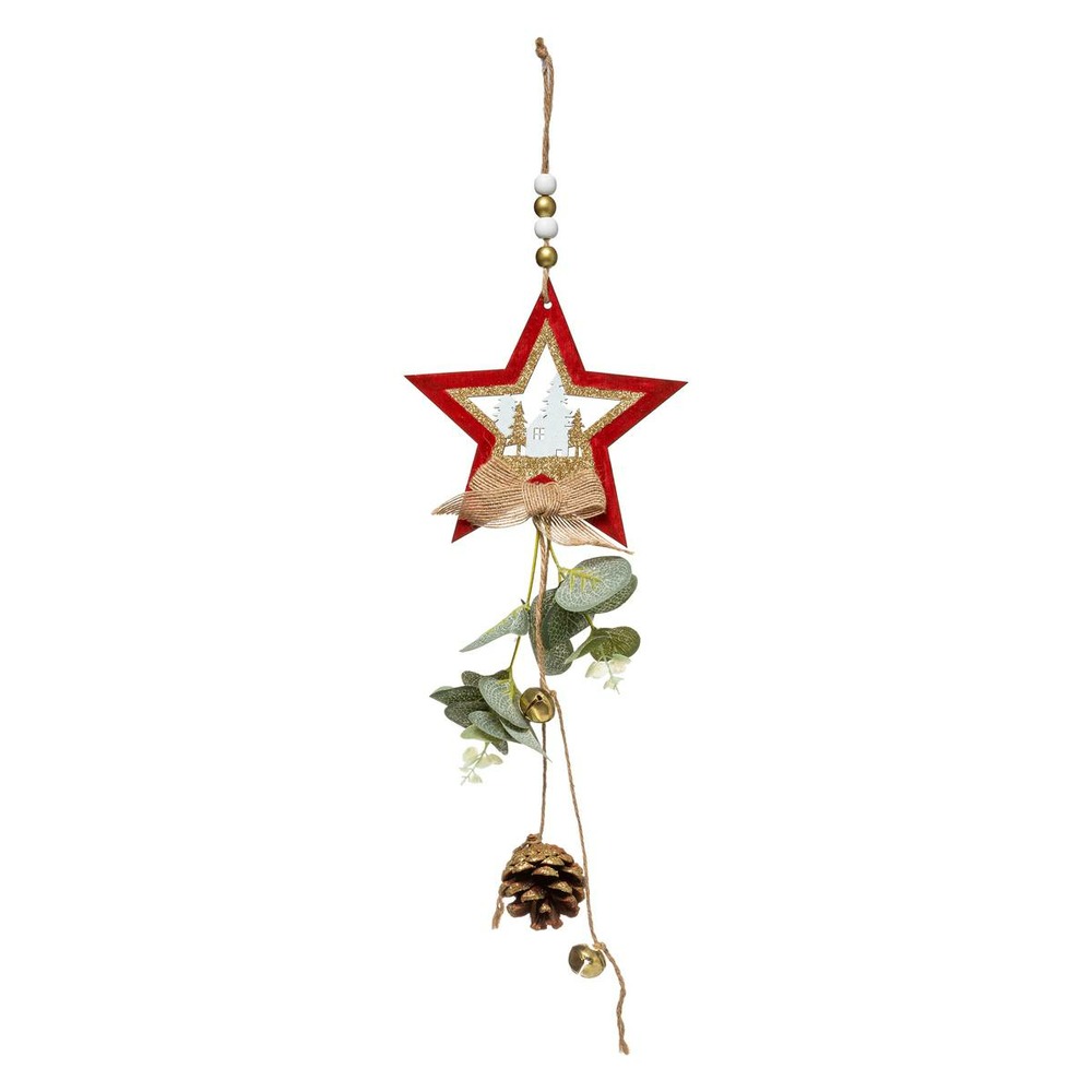 Sujet de noël long bois feuille pommier 2 assortiment