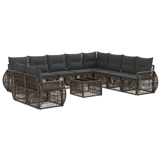Ensemble de canapé de jardin 11 pc gris et gris foncé polyrotin