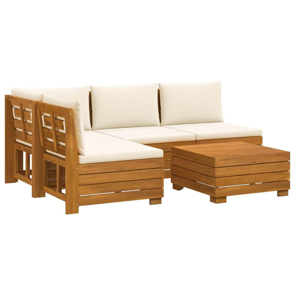 5 pc ensemble de canapés d'extérieur bois d'acacia massif