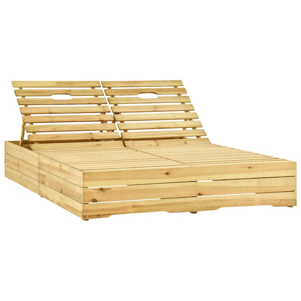 Chaise longue double bois de pin imprégné de vert bain de soleil