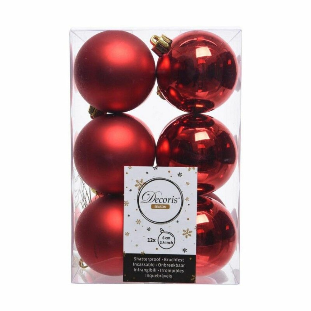 Boules de noël decoris 12 unités rouge plastique ø 6 cm