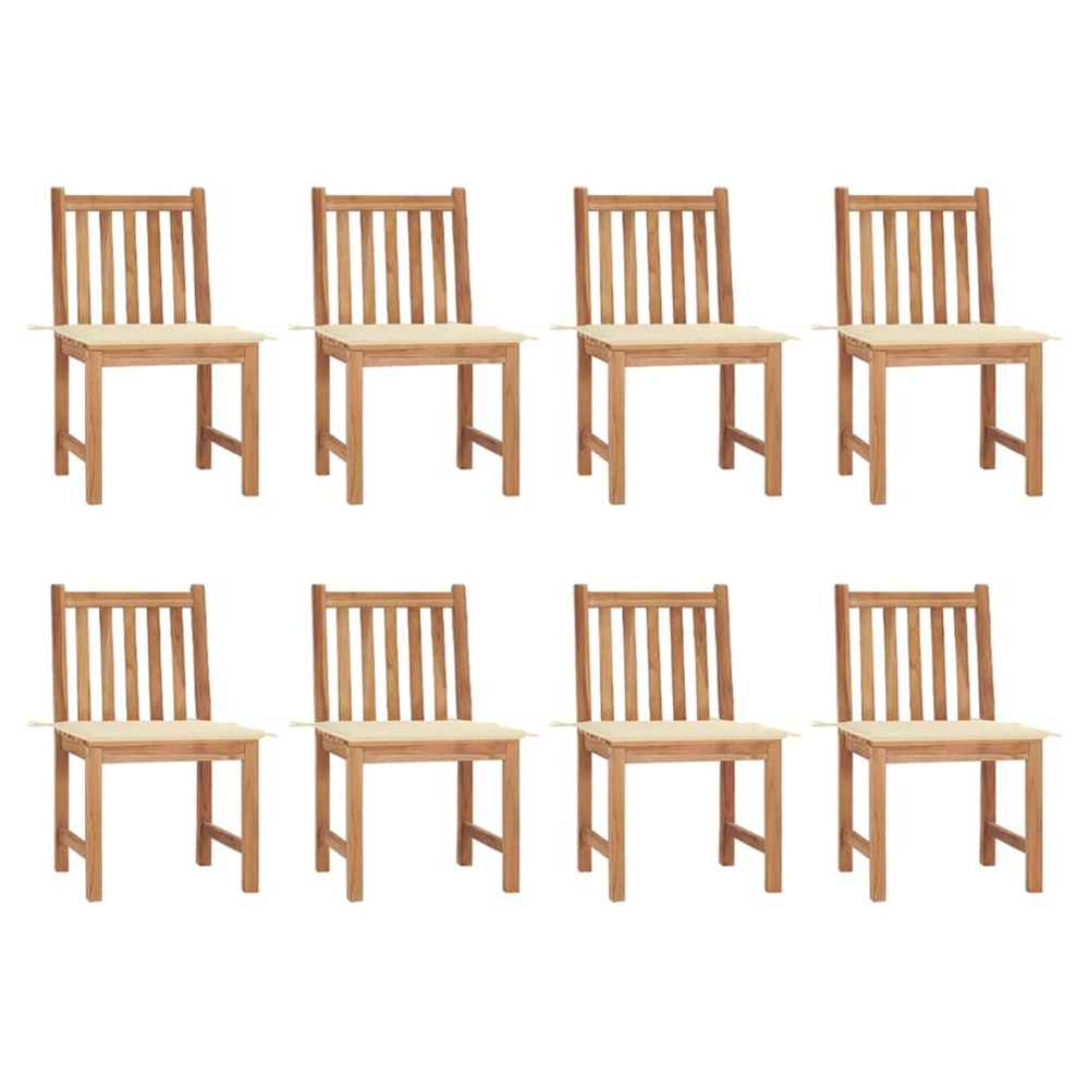 Chaises de jardin lot de 8 avec coussins bois de teck massif