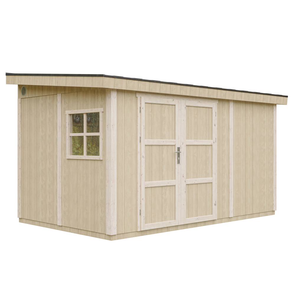 Abri de jardin qualité premium 8,68 m² - h231x248x412 cm - avec plancher e paroi latérale - timbela m939