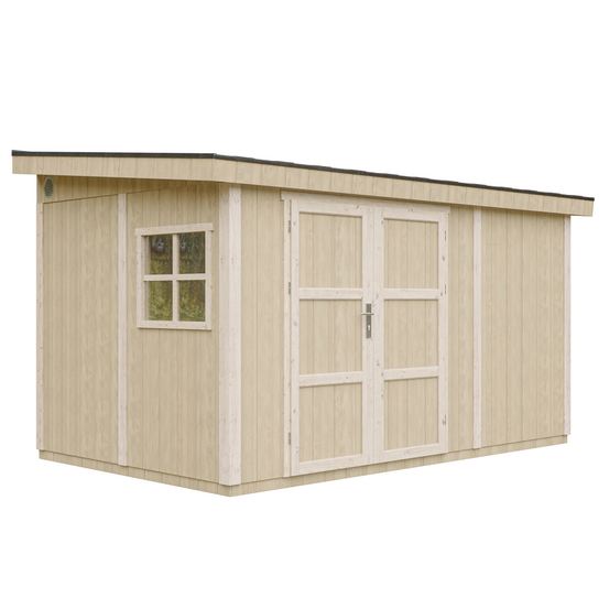 Abri de jardin qualité premium 8,68 m² - h231x248x412 cm - avec plancher e paroi latérale - timbela m939