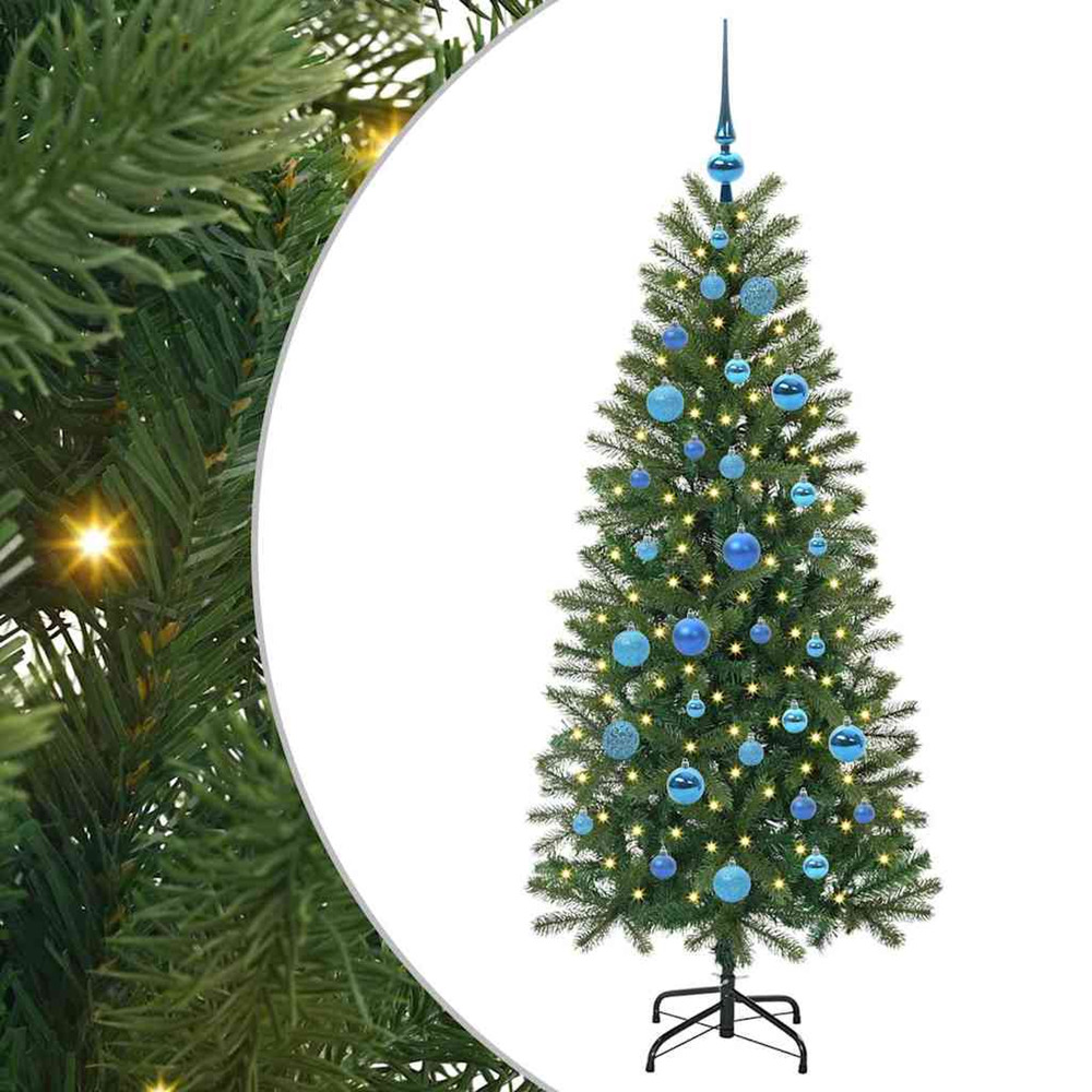 Sapin de noël artificiel avec 150 led vert 150 cm pe et pvc