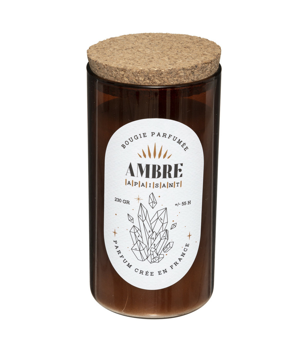 Bougie parfumée pot en verre avec couvercle 230 g parfum ambre