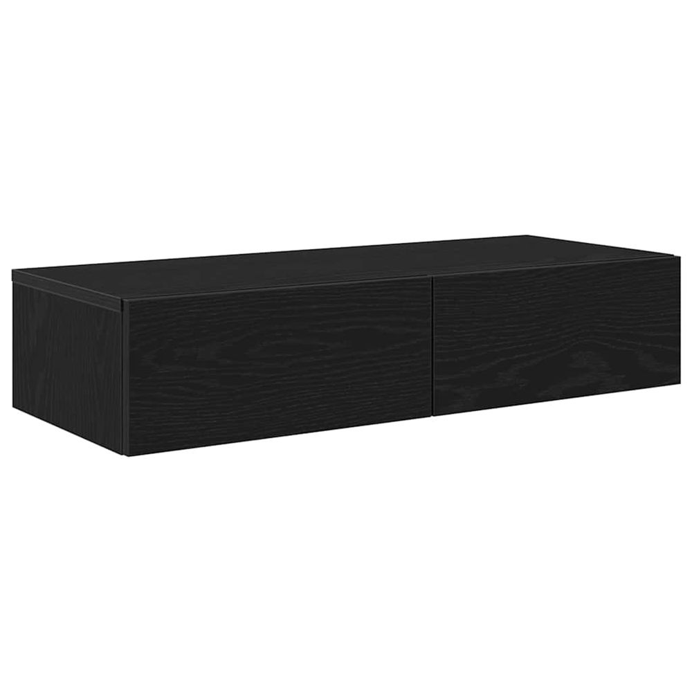 Étagère murale avec tiroirs noir 80x33x17 cm bois d'ingénierie
