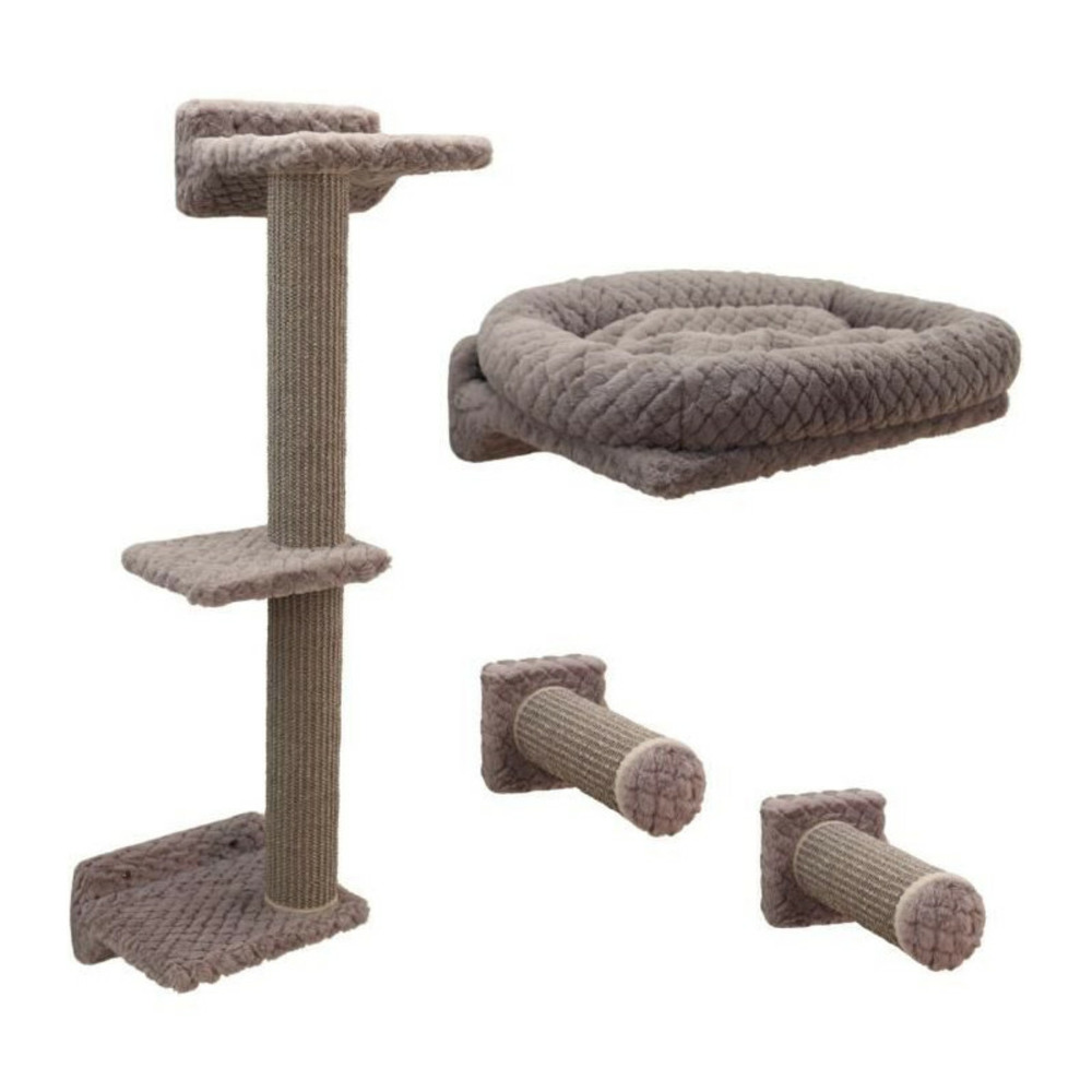 Mur d'escalade pour chats - kerbl - monte alpi - 8 pieces - gris - tour d'escalade