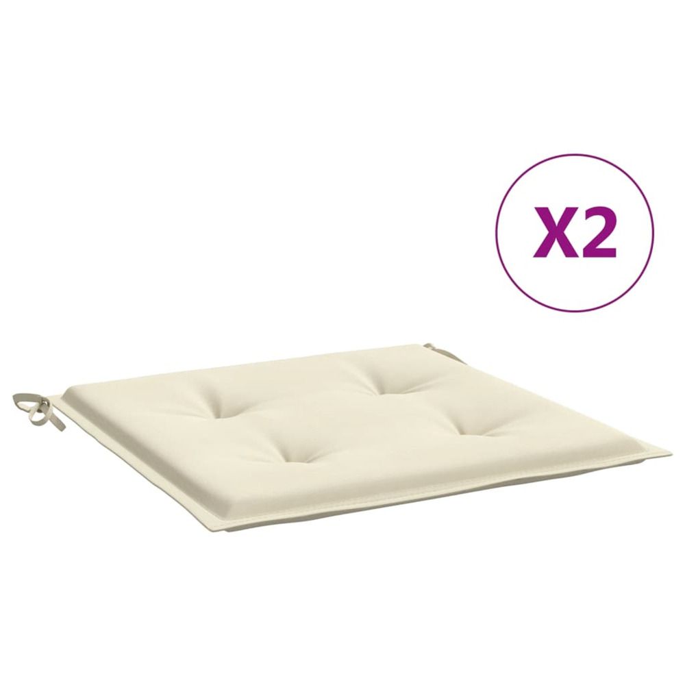 Coussins de chaise de jardin lot de 2 crème 50x50x4 cm