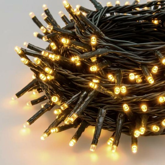 Guirlande lumineuse 10m 200 mini led blanc chaud prolongeable 31v câble vert ip44 smart connect lotti