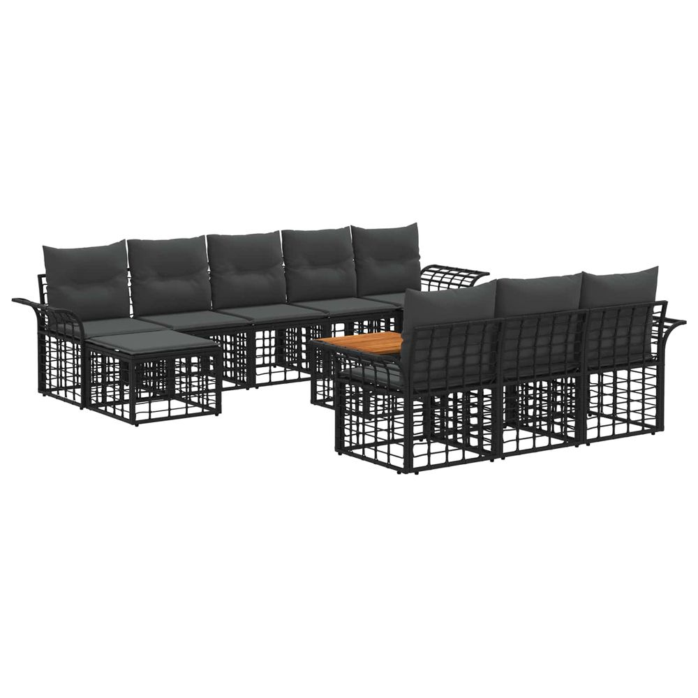 Ensemble de canapés d'extérieur 11 pc noir et gris foncé