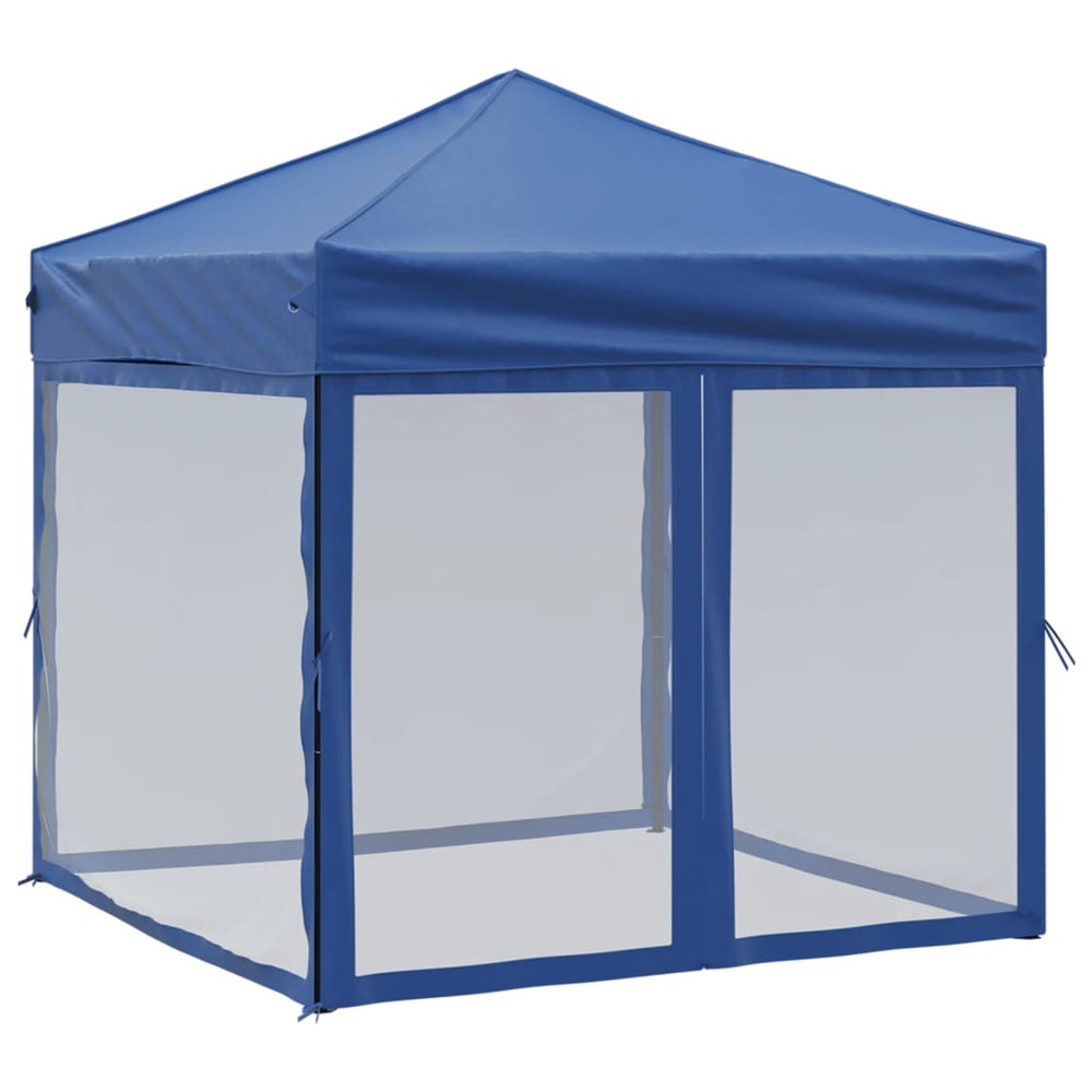 Tente de réception pliable avec parois bleu 2x2 m