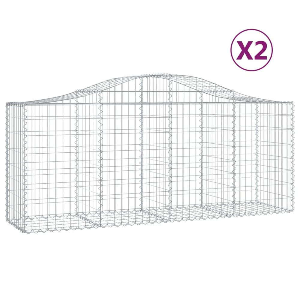 Paniers à gabions arqués 2 pcs 200x50x80/100 cm fer galvanisé