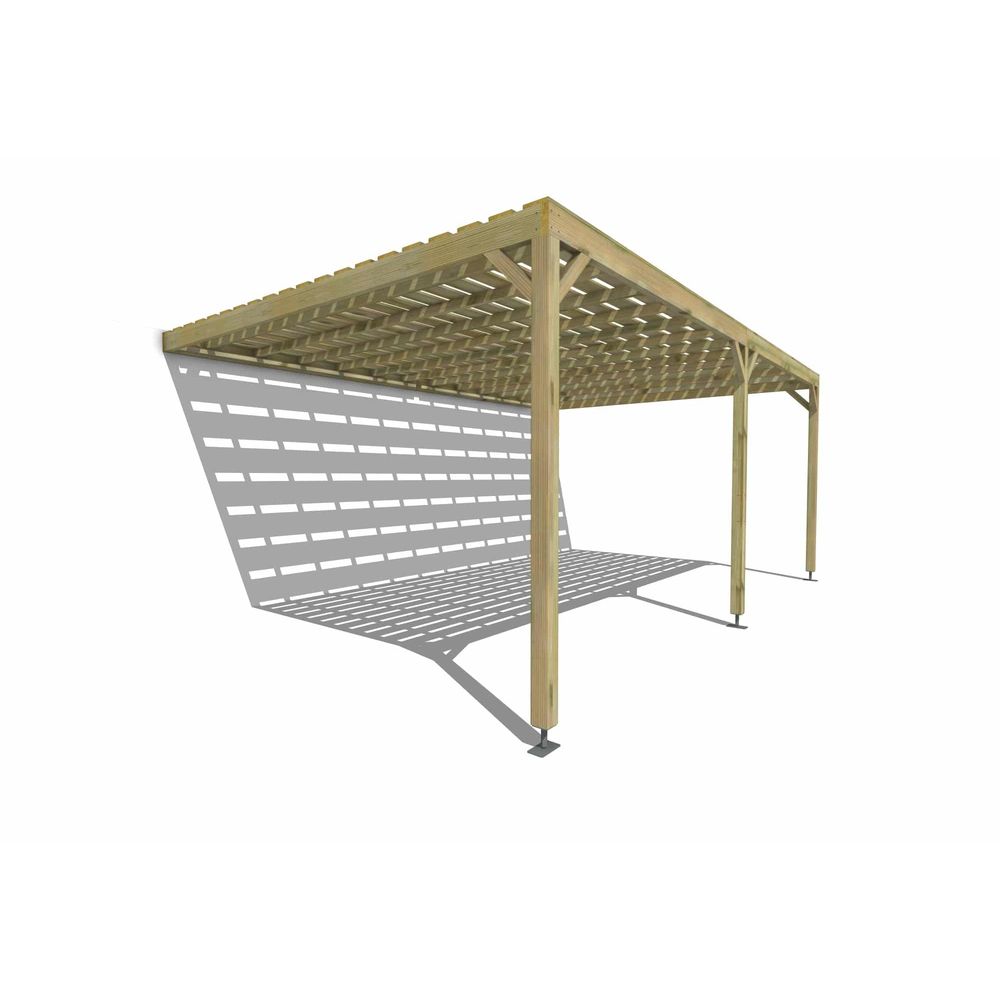 Pergola bois • 6m x 4m • adossée • sens profondeur • platelage bois • livraison comprise