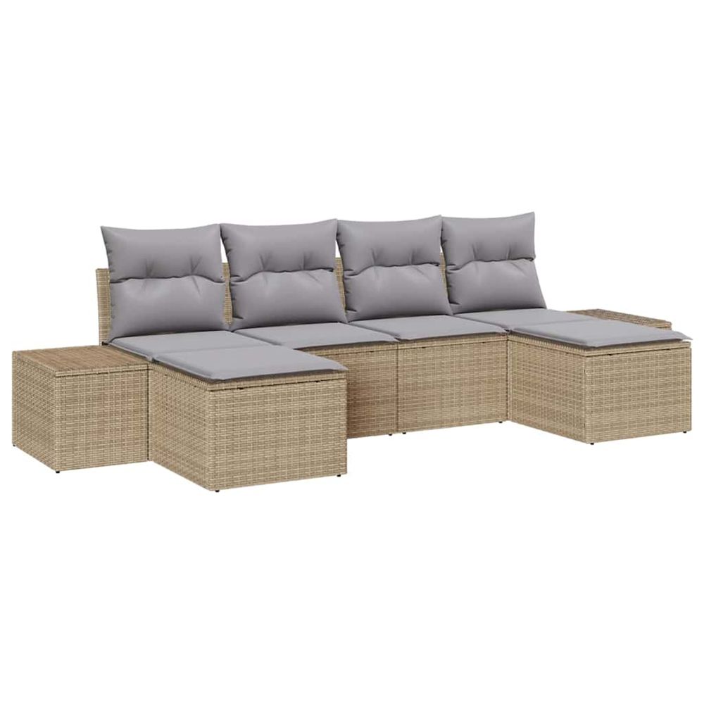 Ensemble de canapé de jardin 4 pc beige et gris clair polyrotin