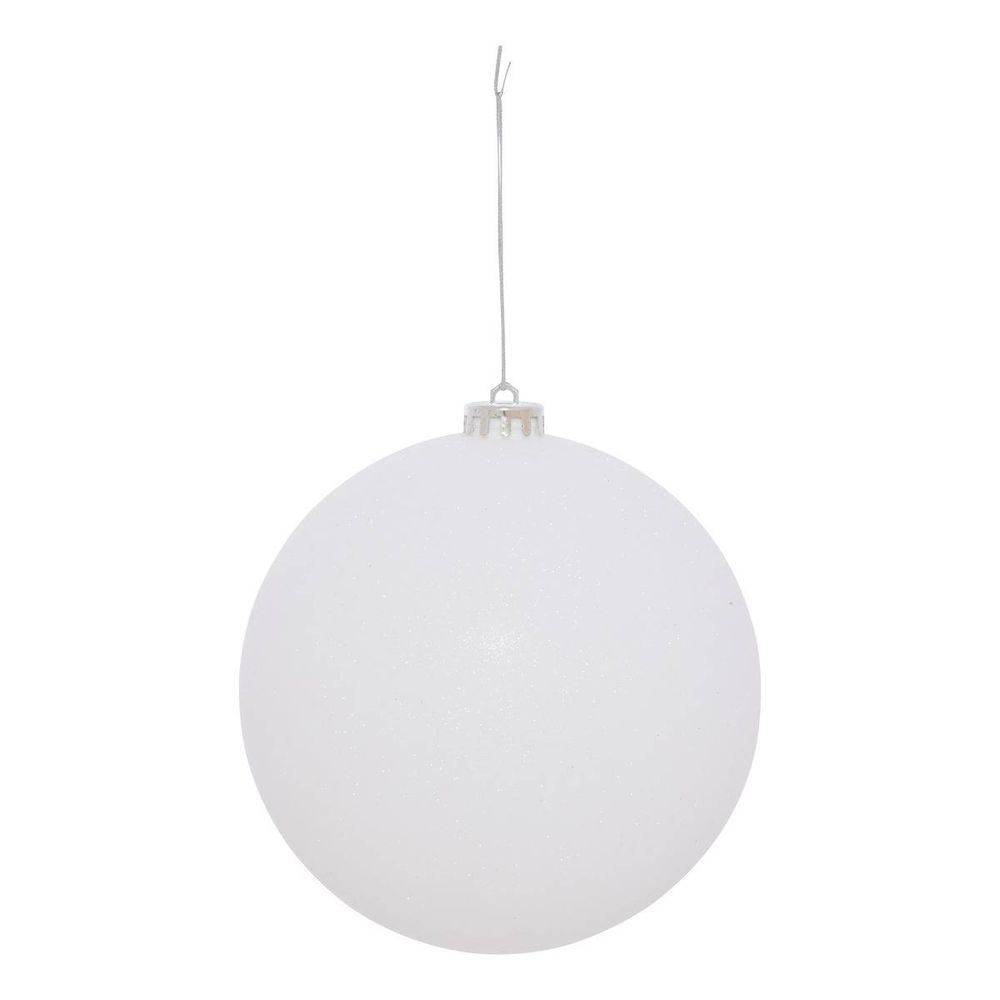 Boule de noël en plastique maxi blanche pailletée d. 150 mm