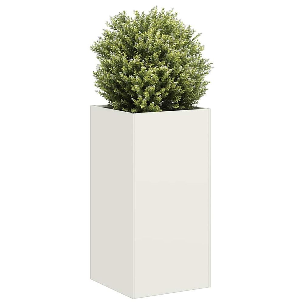 Jardinière haute en acier pour jardin terrasse blanc 40x40x80 cm