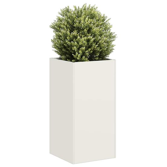 Jardinière haute en acier pour jardin terrasse blanc 40x40x80 cm
