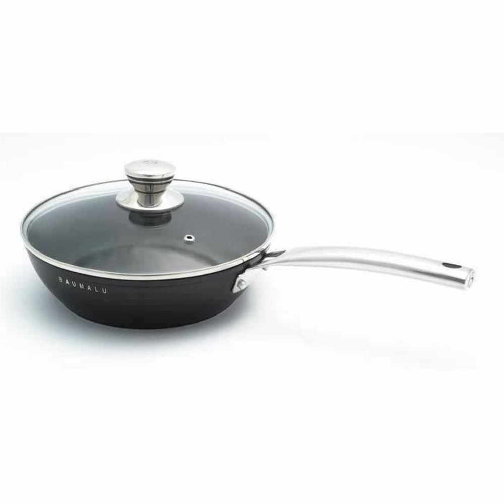 Sauteuse 24 cm noir avec couvercle en verre