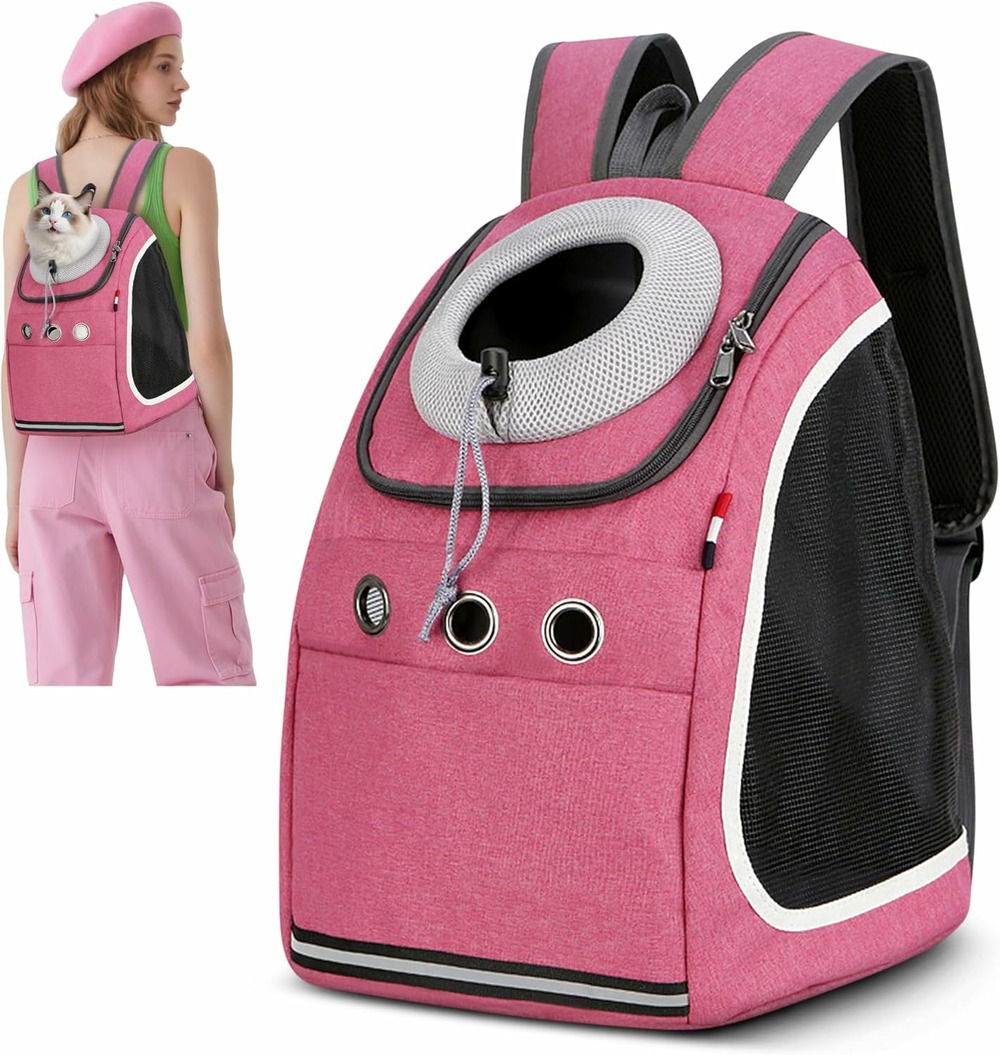 Sac à dos transport confortable et respirant pour animaux rose