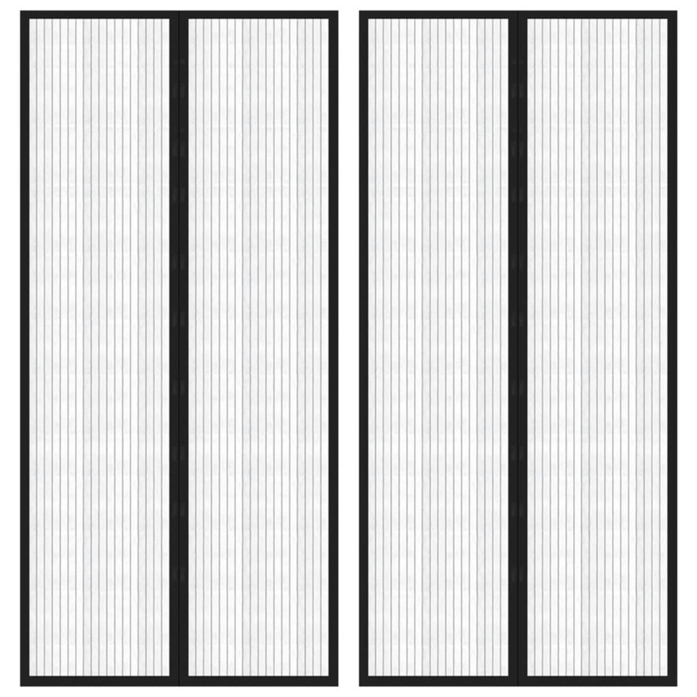 Rideaux de porte anti-insectes 2 pcs et aimants noir 220x110 cm