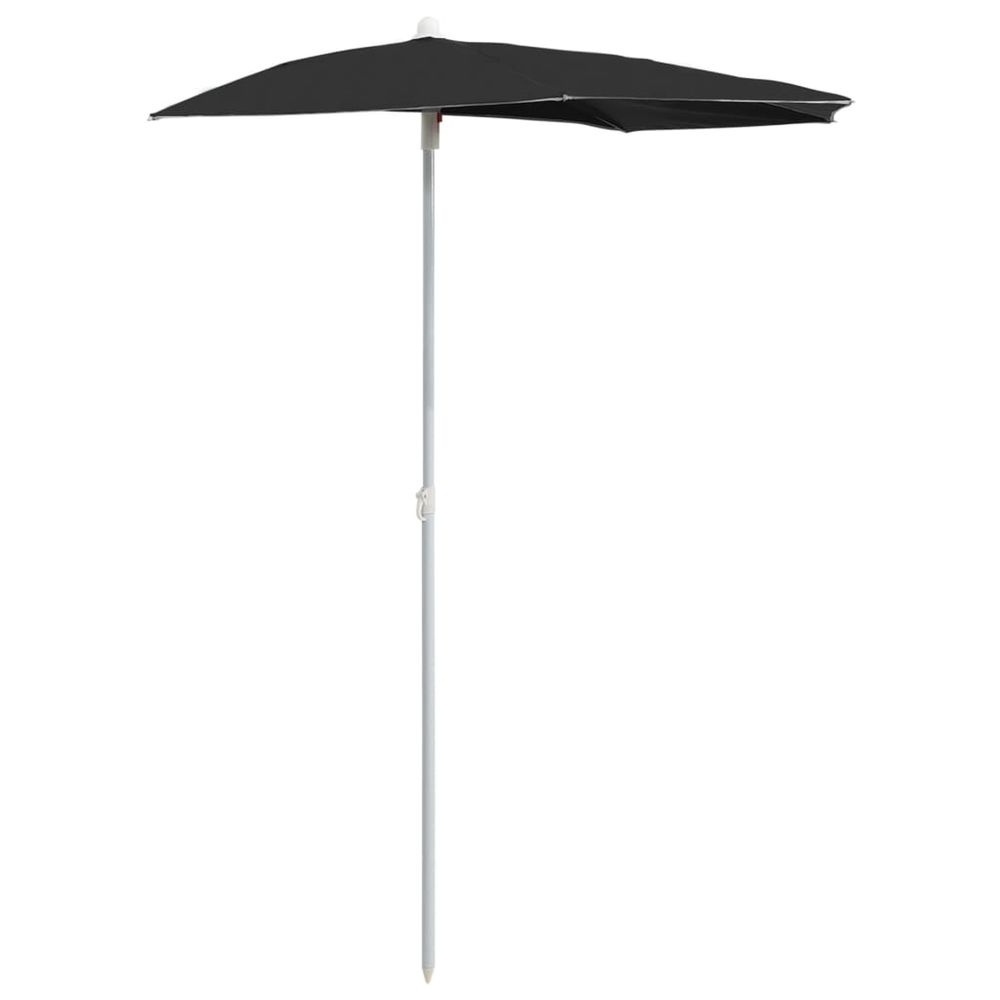 Demi-parasol de jardin avec mât 180x90 cm noir