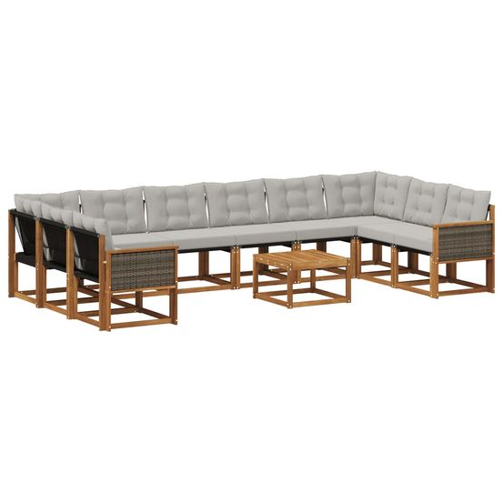 Ensemble de canapés d'extérieur 11 pc naturel et gris clair