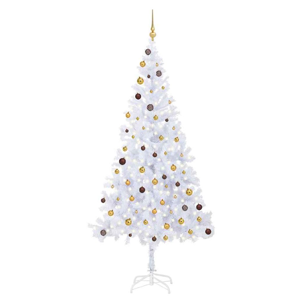 Arbre de noël artificiel pré-éclairé/boules 210 cm 910 branches