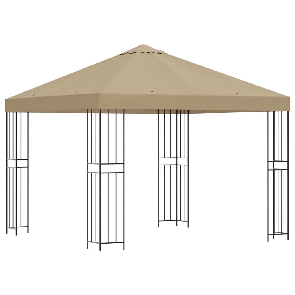 Pavillon 3 x 3 m beige polyester et acier 190 gsm