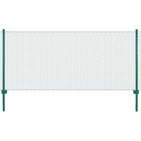 Clôture en grillage métallique avec poteaux acier 25x1 m vert