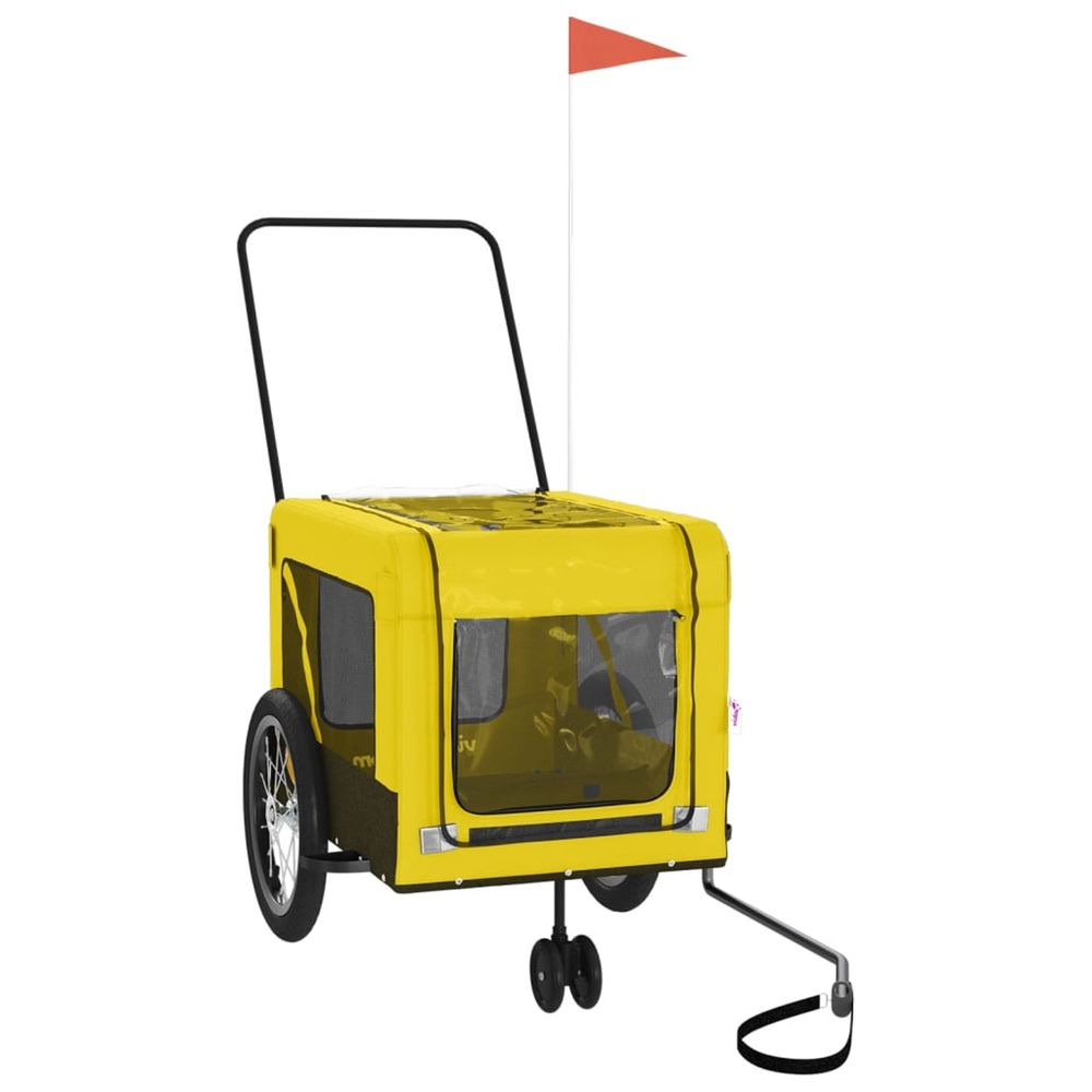 Remorque de vélo pour animaux de compagnie jaune et noir