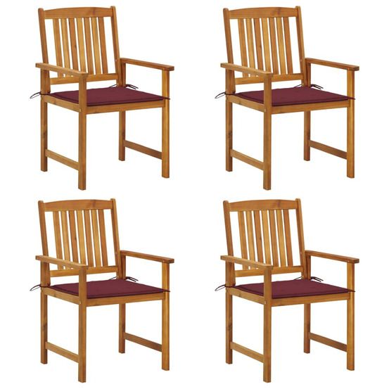 Chaises de jardin avec coussins lot de 4 bois d'acacia massif