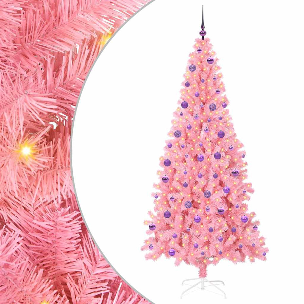 Sapin de noël avec 300 led avec support rose 210 cm pvc