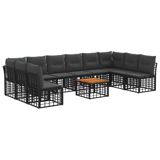 Ensemble de canapés d'extérieur 11 pcs noir et gris foncé