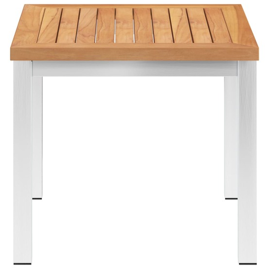 Table d'appoint de jardin 45x45x38 cm bois de teck et inox